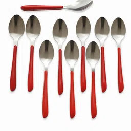 paradise sales Premium Stylist Stainless Steel Spoon set of 12 Red Stainless Steel Table Spoon Set-picture-11