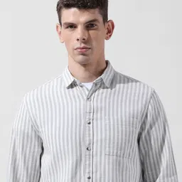 the indian garage co. Men Slim Fit Striped Casual Shirt image 4