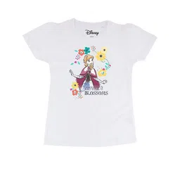 Frozen Girls White Frozen Printed Round Neck Pure Cotton T-shirt image 1