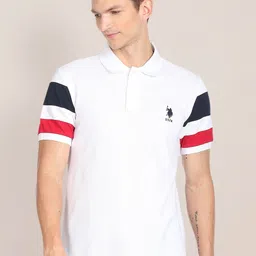 U.S. Polo Assn. Striped Sleeve Cotton Polo Shirt image 1