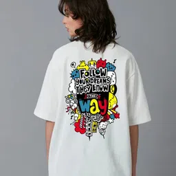 Imsa Moda Typography Printed Cotton T-shirt image 1