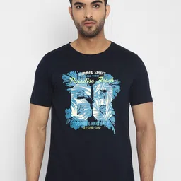 appulse Men Navy Blue & Black Set of 2 Typography Printed Cotton Running T-shirt image 2