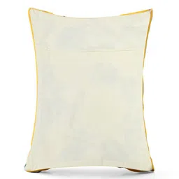 SHADES of LIFE Cream-Coloured & Yellow Set of 2 Embroidered Square Cotton Cushion Covers image 3