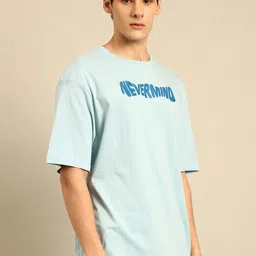 recast Typography Printed Cotton Oversized Bio Finish T-shirt image 4
