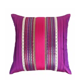 ANS Pink & Blue Set of 2 Striped Square Cushion Covers image 2