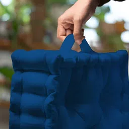 SKANDA FAB 3-pcs Blue Pure Cotton Square-Shaped Floor Cushion image 3