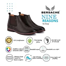 BERSACHE Men Leather Mid-Top Chelsea Boots image 4