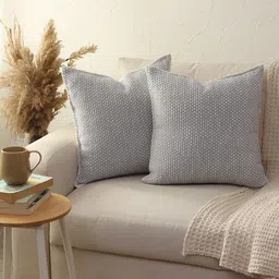 House This Vindhya Blue & White 2 Pieces Checked Cotton Square Cushion Covers-image-98