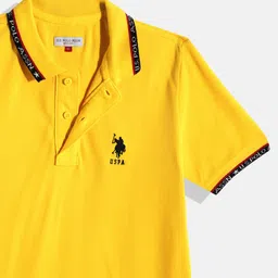 U.S. Polo Assn. Kids Boys Yellow Polo Collar Pure Cotton T-shirt image 4