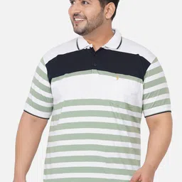 John Pride Plus Size Striped Polo Collar T-shirt-picture-45