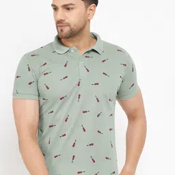 THE MILLION CLUB Printed Polo Collar Cotton T-shirt image 1