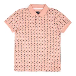 Allen Solly Junior Boys Floral Printed Polo Collar Pure Cotton T-shirt-picture-34