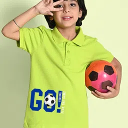 NUSYL Boys Typography Printed Polo Collar Cotton T-shirt-picture-10