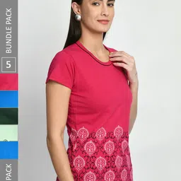 IndiWeaves Pack Of 5 Printed Pure Cotton T-shirt-picture-17