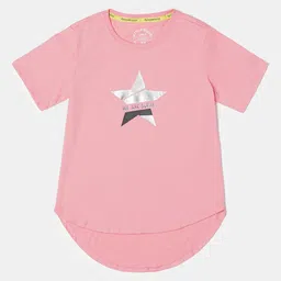 Jockey Girls Combed Cotton Printed Relaxed Fit Hi Low Hem Short Sleeve Tshirt - AG70-picture-45