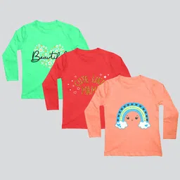 Mojua Girls Pack Of 3 Printed Bio Finish Cotton T-shirts-picture-54