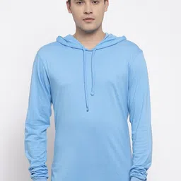 Friskers Men Turquoise Blue Cotton Hooded Sweatshirt-picture-17