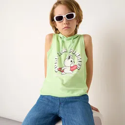 Jack & Jones Junior Boys Typography Printed Hooded Sleeveless Cotton T-shirt-picture-28