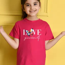 NUSYL Girls Typography Printed Round Neck T-shirt-picture-30