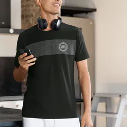 U.S. Polo Assn. Men Black & Grey Colourblocked Round Neck Lounge T-shirt-picture-29