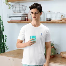 U.S. Polo Assn. Round Neck Pure Cotton Lounge T-shirt-image-6