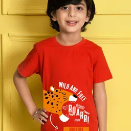 NUSYL Boys Red Typography Printed T-shirt-picture-21