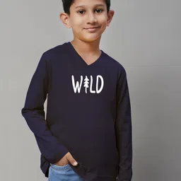 Friskers Boys Typography Printed V-Neck Pure Cotton T-shirt-picture-31