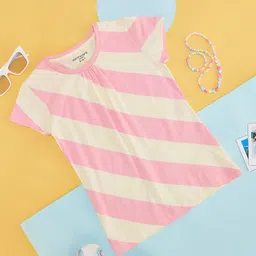Pantaloons Junior Girls Striped Round Neck Cotton T-shirt-image-67