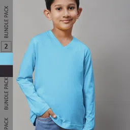 Friskers Boys Pack Of 2 V-Neck Pure Cotton T-shirts-picture-30
