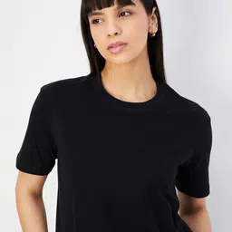 max Women Drop-Shoulder Sleeves Raw Edge T-shirt-image-88