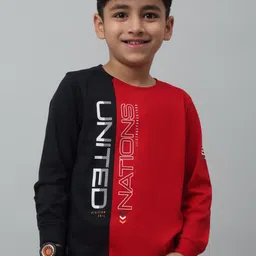 Cantabil Boys Colourblocked Long Sleeves Cotton T-shirt-picture-34