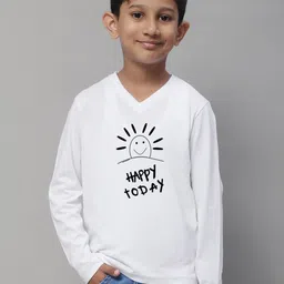 Friskers Boys White Biker Printed V-Neck Raw Edge T-shirt-picture-43