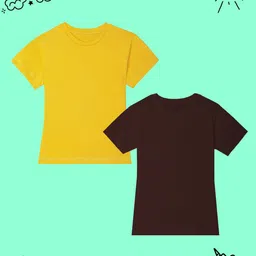 BAESD Girls Pack of 2 Round Neck Cotton T-shirt image 1