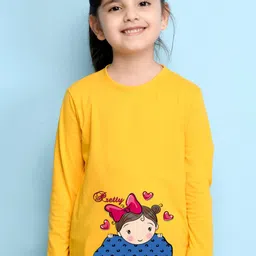 NUSYL Girls Yellow Printed T-shirt-picture-16