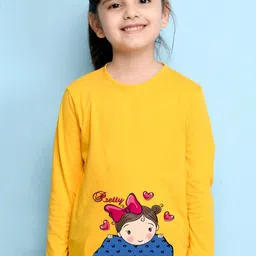 NUSYL Girls Yellow Printed T-shirt-picture-14