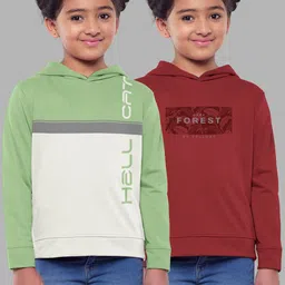 HELLCAT Girls Pack Of 2 Printed Hooded Cotton Sweatshirt-picture-33