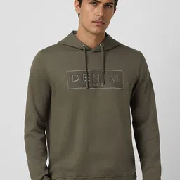 VAN HEUSEN DENIM LABS Men Embroidered Hooded Pullover Sweatshirt image 1