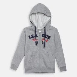 Blue Giraffe Girls Grey & Blue Self Design Hooded Sweatshirt-picture-19