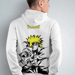 Crazymonk Minato the Yellow Flash Printed Anime Hooded Cotton Sweatshirt-image-3