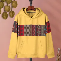 HELLCAT Girls Geometric Printed Hooded Cotton Pullover-picture-27