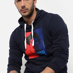 Campus Sutra Men Blue Hooded Sweatshirt-image-14