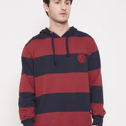 Austin wood Striped Hooded Fleece Sweatshirt-image-62