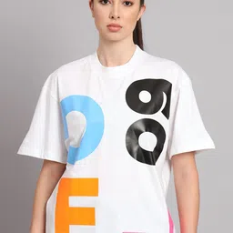 GRIFFEL Typography Printed Drop Shoulder Sleeves Cotton Oversized T-shirt image 1