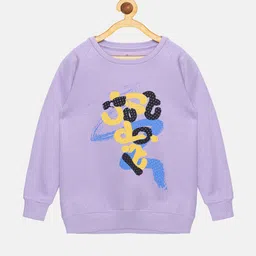 KiddoPanti Girls Lavender Printed Sweatshirt-picture-36
