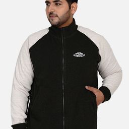 John Pride Men Plus Size Colourblocked Front Open Fleece Sweatshirt-picture-46