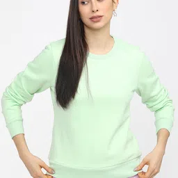 Tokyo Talkies Women Green Solid Sweatshirt-image-8