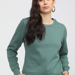 Tokyo Talkies Women Green Solid Sweatshirt-image-31