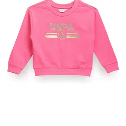 U.S. Polo Assn. Kids Girls Typography Printed Pure Cotton Pullover Sweatshirt-picture-49