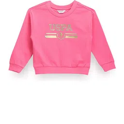 U.S. Polo Assn. Kids Girls Typography Printed Pure Cotton Pullover Sweatshirt-picture-21