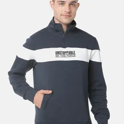 Campus Sutra Men Blue Colourblocked Sweatshirt-picture-33